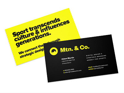 Mtn. & Co. business card mockups athletics digital mountain mtn sports sports agency sports branding sports design yellow