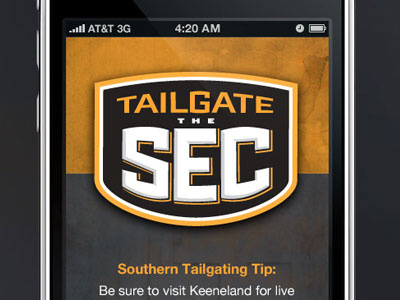Tailgate the SEC splash screen design iphone app sec sports tailgating ui