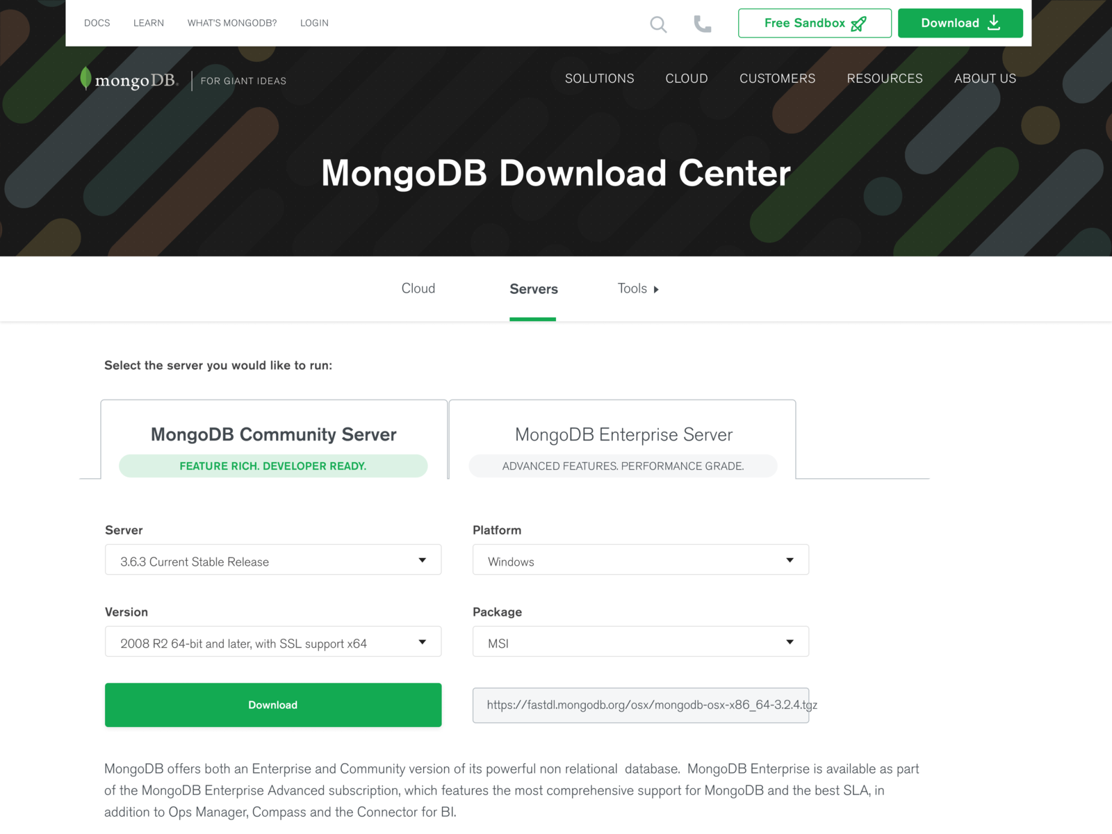 mongodb download center community