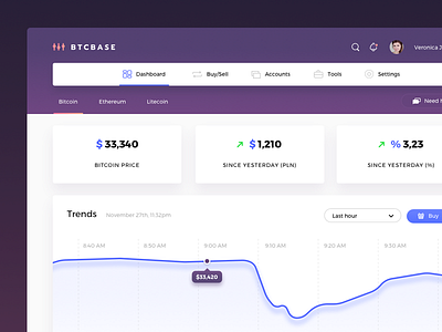 Btcbase bitcoin dark dashboard interaction interface purple ui user ux