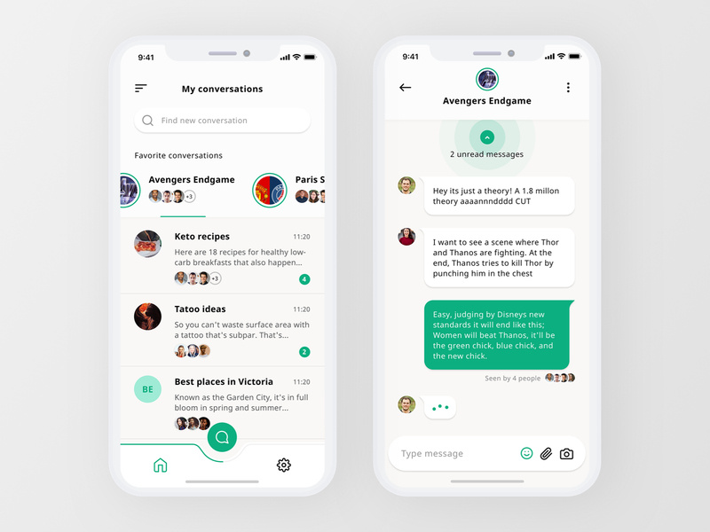 Group chat app by Robert Zygmuntowski on Dribbble