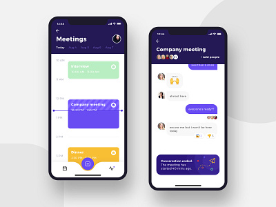 Meeting app business chat interaction interface ios manager meeting schedule task tasks ui ux