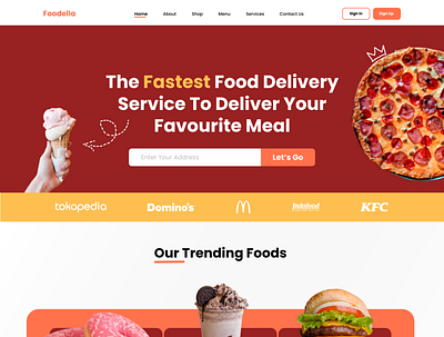 A Food Delivery Service Landing Page. branding design dribble food food website graphic design ui userinterface ux
