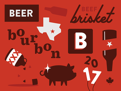 SXSW 2017 austin bbq beer bourbon brisket canada illustration pattern pig red southern sxsw