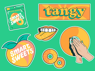 SmartSweets Stickers, Vol. 3 candy comic design green illustration merch orange peachy pray smartsweets sour stickers sweet tangy