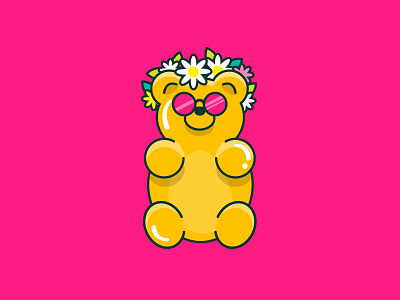 Summer Gummy 🌸 candy character flat flowers gummy gummy bear illustration smart smartsweets sugar sunglasses sweets