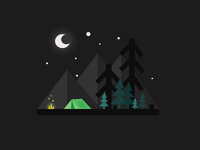 Little landscapes: Mountain trip design digital mountains night stars