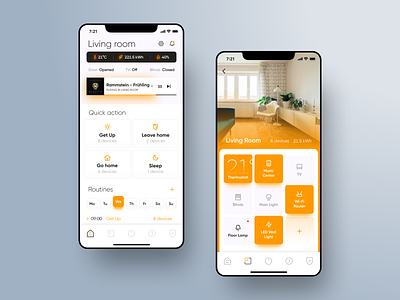 Smart Home App • Light theme app clean design ios light theme mobile app orange smart technology smarthome ui ui design ux ux design warm white