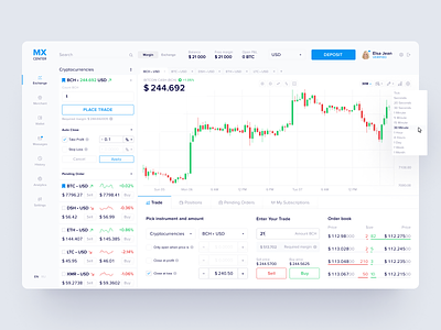 Stock Charting • Cryptocurrency Dashboard bitcoin blockchain chart clean coin crypto cryptocurrency dashboard exchange finance fintech interface marketplace platform stats stock trade ui ux web design