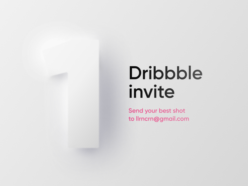 1 Dribbble Invite animation dribbble dribbble invitation dribbble invite invitation invite giveaway neomorphism skeumorphism