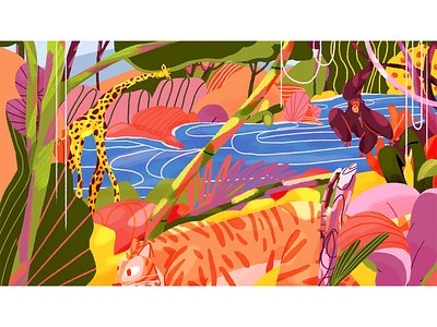Jungle animals illustrated art childrens book childrens illustration colors design graphics illustration ilustracion jungla nature procreate