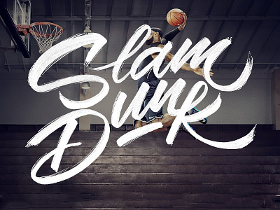 Slam dunk brushpen calligraphy font logotype. lettering typography