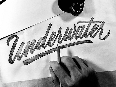 Underwater calligraphy font lettering letters pencil sketch typeface typography