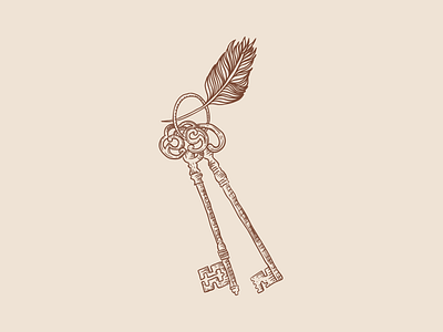 keys branding design feather illustration keys