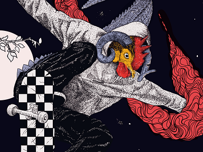 Vans animal bird branding design illustration pointillism poster shirt skate vans vector