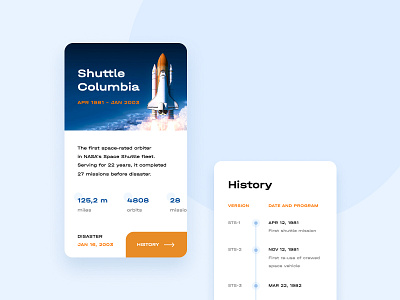 Space Shuttle Columbia card dailyui space spaceship ui web