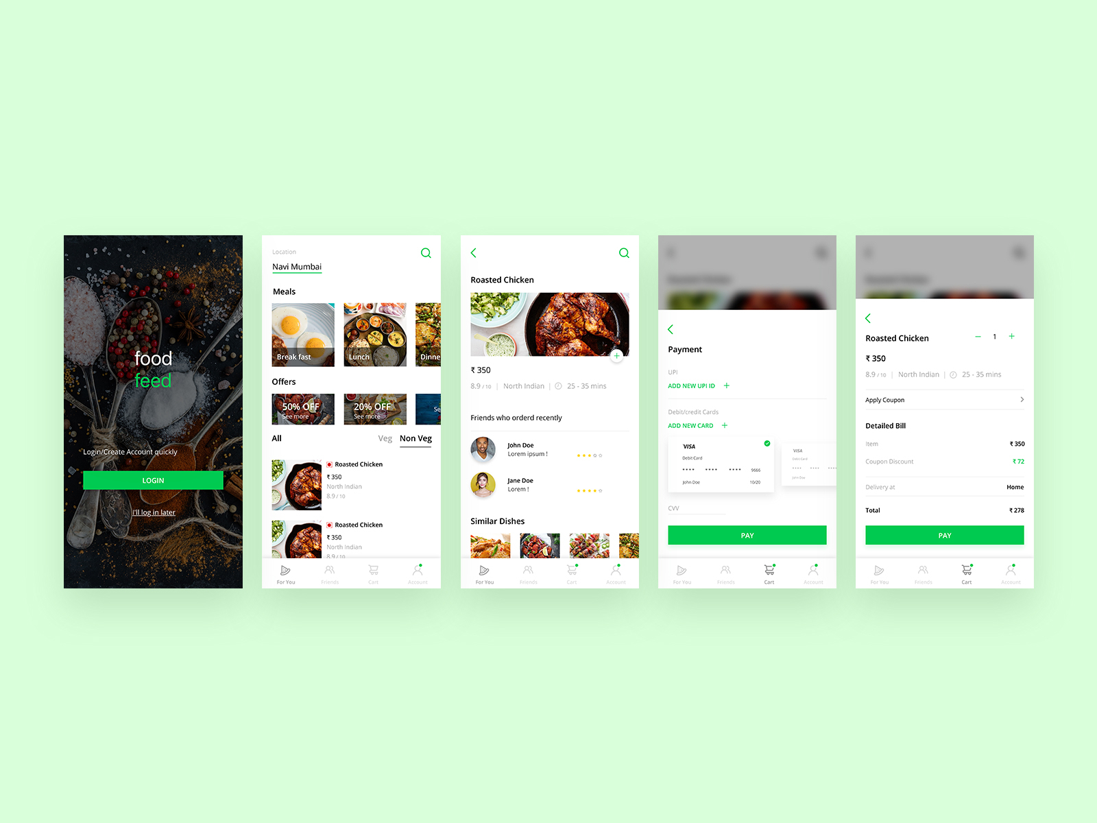 Food feed app Screen by Tesbin on Dribbble