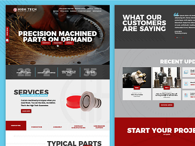 High Tech Machinists :: Homepage Option concept edgy homepage machine news parts stats testimonial ui ux web web design