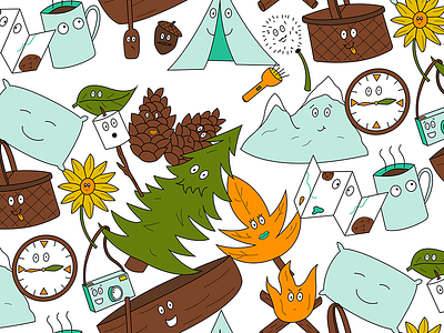 Camping Pattern camping character design illustration pattern