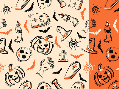 Halloween seamless pattern background cartoon decoration decorative design fear graphic design halloween icon illustration october pattern pumpkin seamless spooky treat trick