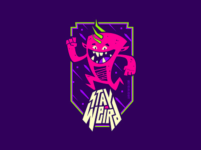 Stay Weird badge design graphic illustration illustration lettering monster sticker vector