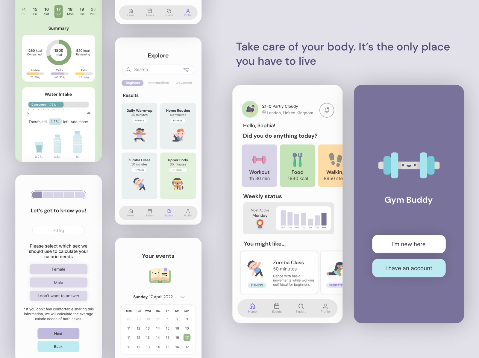 Gym Buddy Fitness App Design by Celia Soler on Dribbble