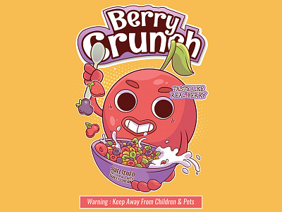 Berry Crunch cereal box character design illustration vape label