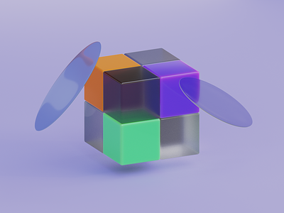 Glass & Acrylic Cube 3d