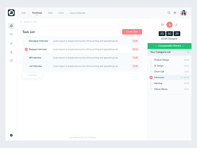 JD App TimeTrack Design