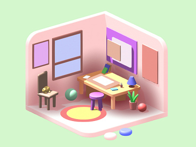 A cozy room | 3D model 3d 3d model cute illustrations design illustration spline ui vector