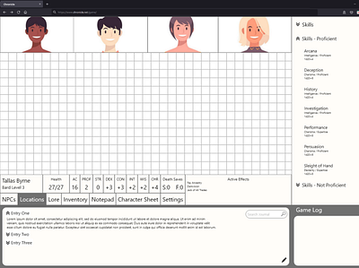 Chronicle VTT - Main Screen (D&D) app dd 5e gaming interaction design ttrpg ux web wireframe