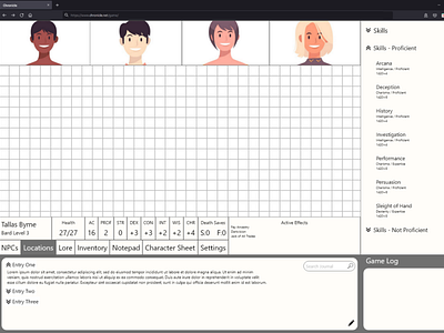 Chronicle VTT - Main Screen (D&D) app dd 5e gaming interaction design ttrpg ux web wireframe