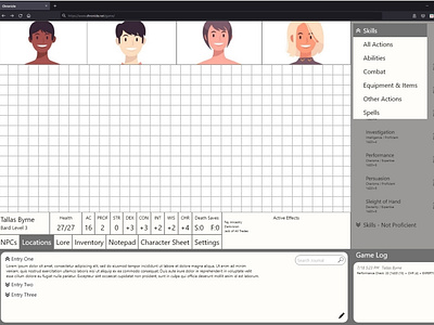 Chronicle VTT - Action Set Drop-down (D&D 5e) app dd 5e design gaming interaction design ttrpg ux web