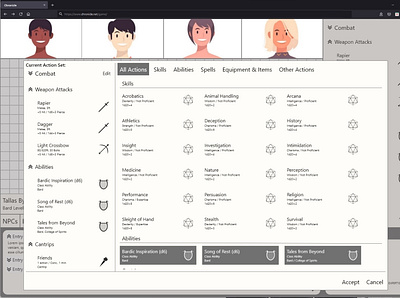 Chronicle VTT - Action Set Editor app dd 5e design gaming interaction design ttrpg ux web