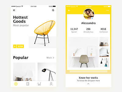 Daily 08 Furniture mall APP app buy cards chair furniture popular shopping ui ux