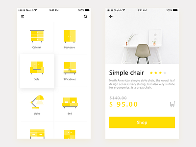 Daily 09 Furniture mall APP app bed cards chair design dribble page pay shop table ui ux