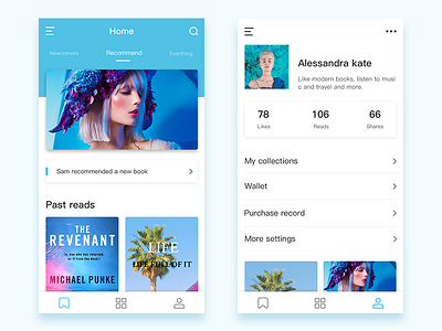 Read APP app blue book card color dribbble ui ux