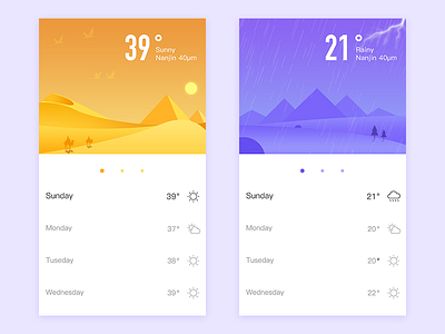 #2 Weather iIIustrator app bird chart clear iiiustrator purple snow ui ux weather yellow