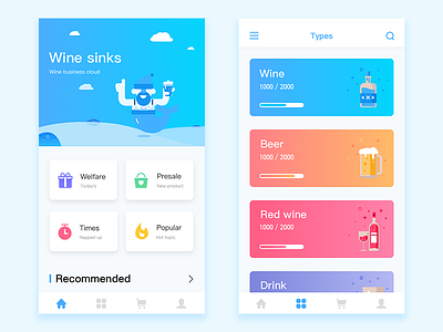 APP project app blue cloudy popular time ui ux wine