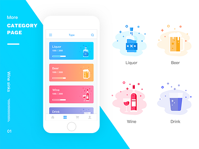 APP project app beer blue drink popular ui ux wine