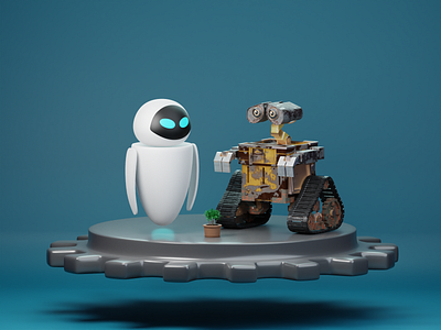WALL-E & Eva 3d blender cycles design eva flower illustration wall e
