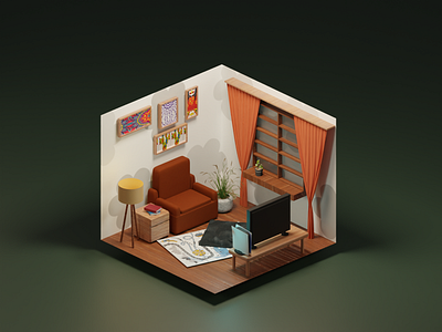 Home comfort 3d 3dillustration blender comfort cycles design house illustration isometric miniature room