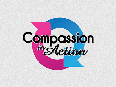 Compassion in Action blue logo pink