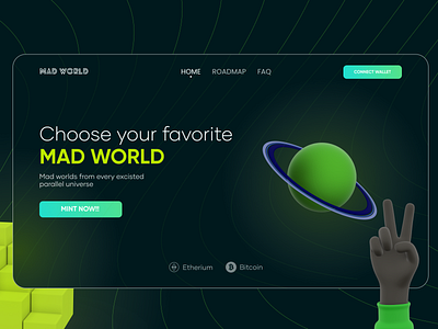 MAD WORLD NFT aesthetic design idea inspiration landing nft ui