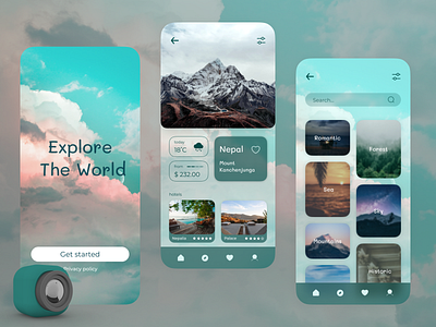 Explore The World - travel app aesthetic app blue branding design explore idea inspiration mobile pretty travel traveling ui