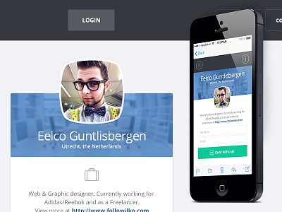Enterprise Profile page chat communication design enterprise followilko ios7 minimalist mobile profile