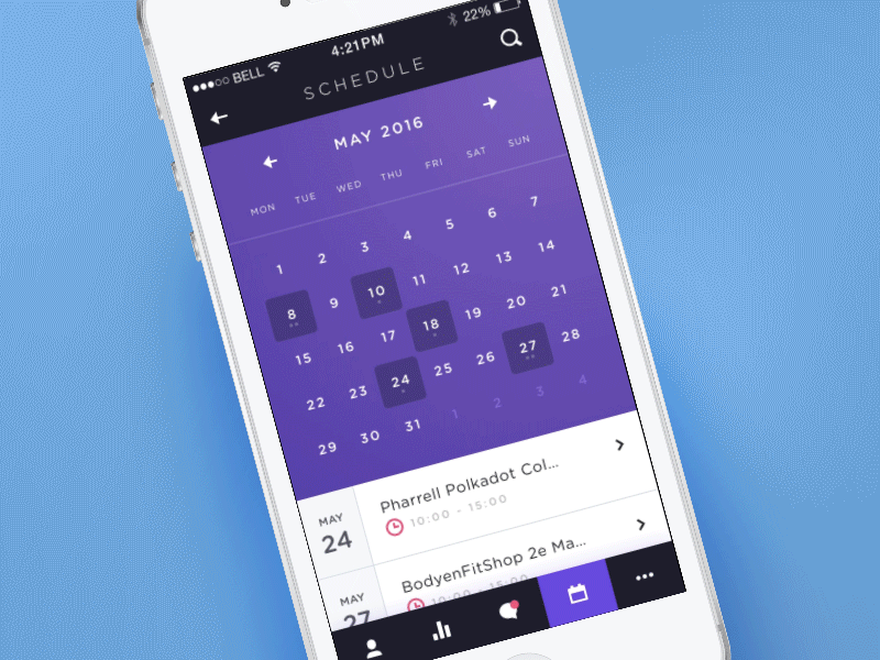Weekly Layup #8 - Voicey Schedule Interaction gif interaction principle voicey date planning app schedule calendar ui mobile