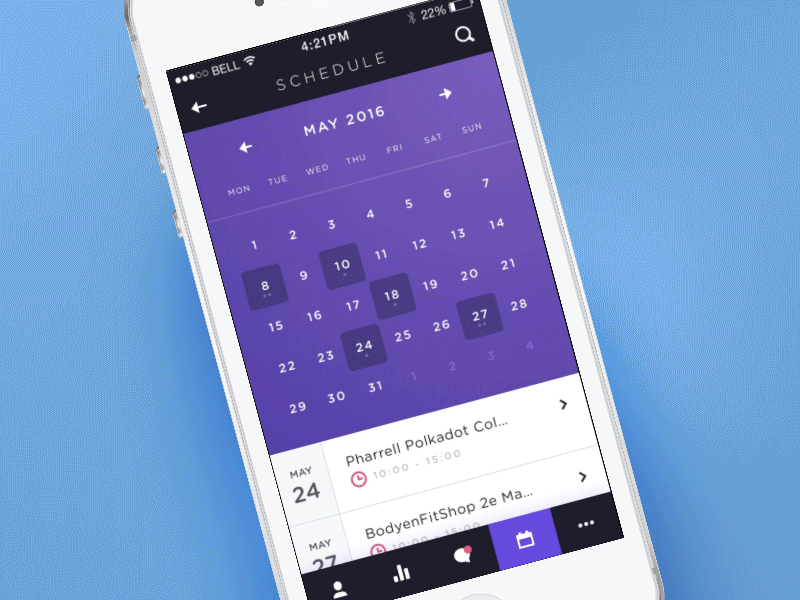 Weekly Layup #8 - Voicey Schedule Interaction app calendar date gif interaction mobile planning principle schedule ui voicey