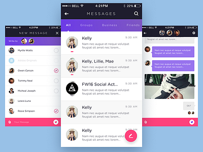 Weekly Layup #14 - Chat Flow chat flow friends inbox message messenger mobile profile ui ux