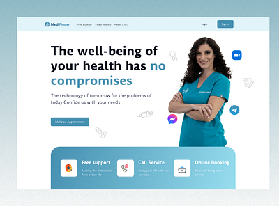 Medical Service Header Design app branding design doctor service graphic design header hospital illustration landing page logo medical landing page medical landing page header medical service service center ui ux ui vector